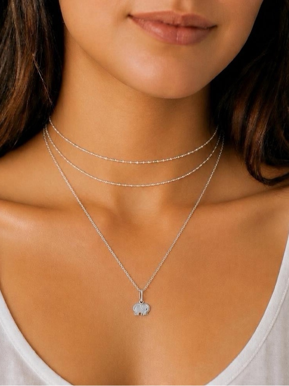 SUNSTONE .925 Silver Petite Elephant Calf Necklace